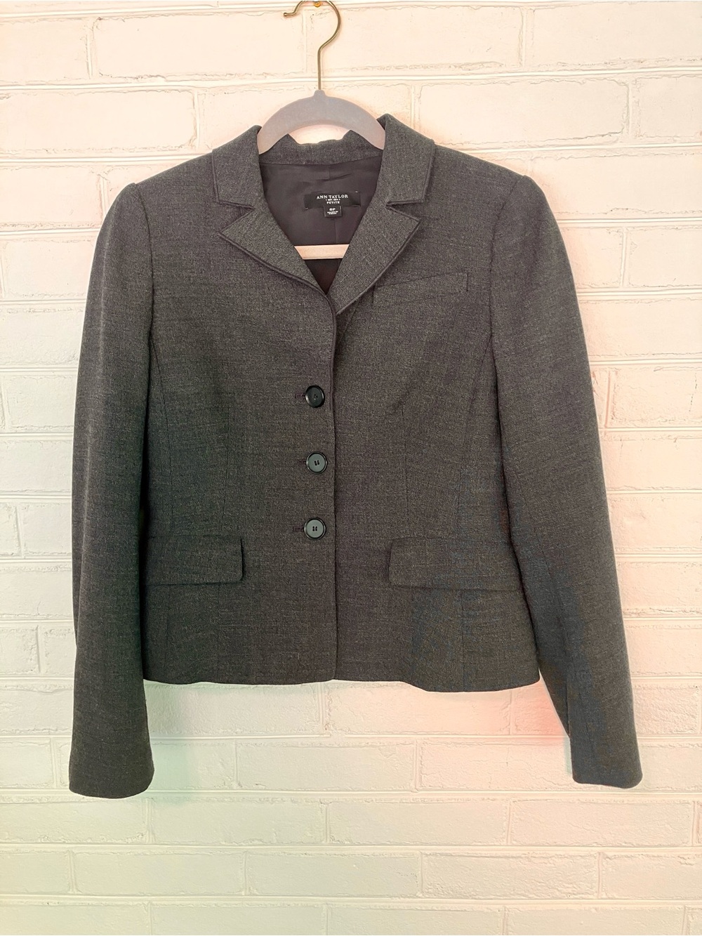 Ann Taylor Dark Gray Tailored Blazer 6 P